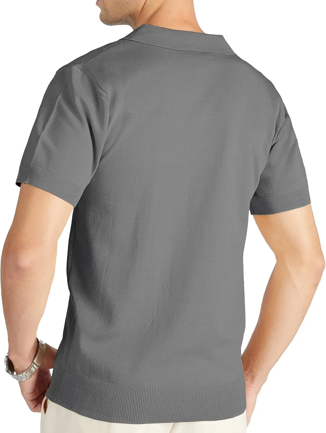 V VALANCH Mens Knit Polo Shirts Short Sleeve Vintage Sweater Polo Summer Casual Shirts Golf Pullover