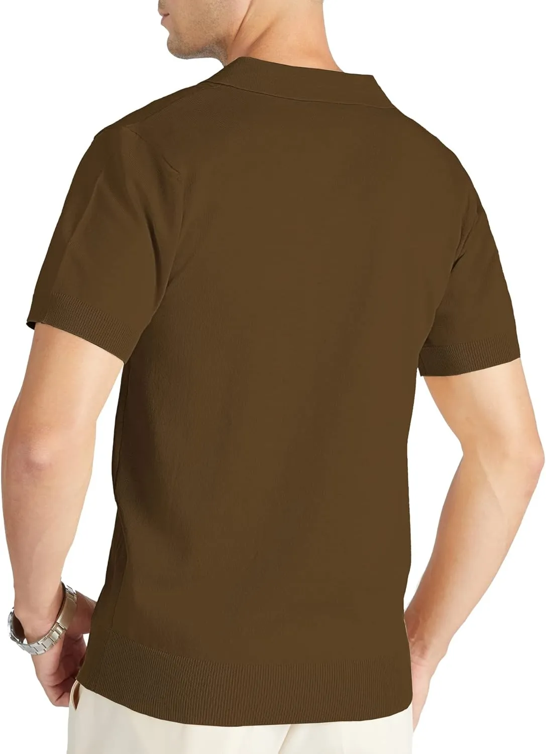 V VALANCH Mens Knit Polo Shirts Short Sleeve Vintage Sweater Polo Summer Casual Shirts Golf Pullover