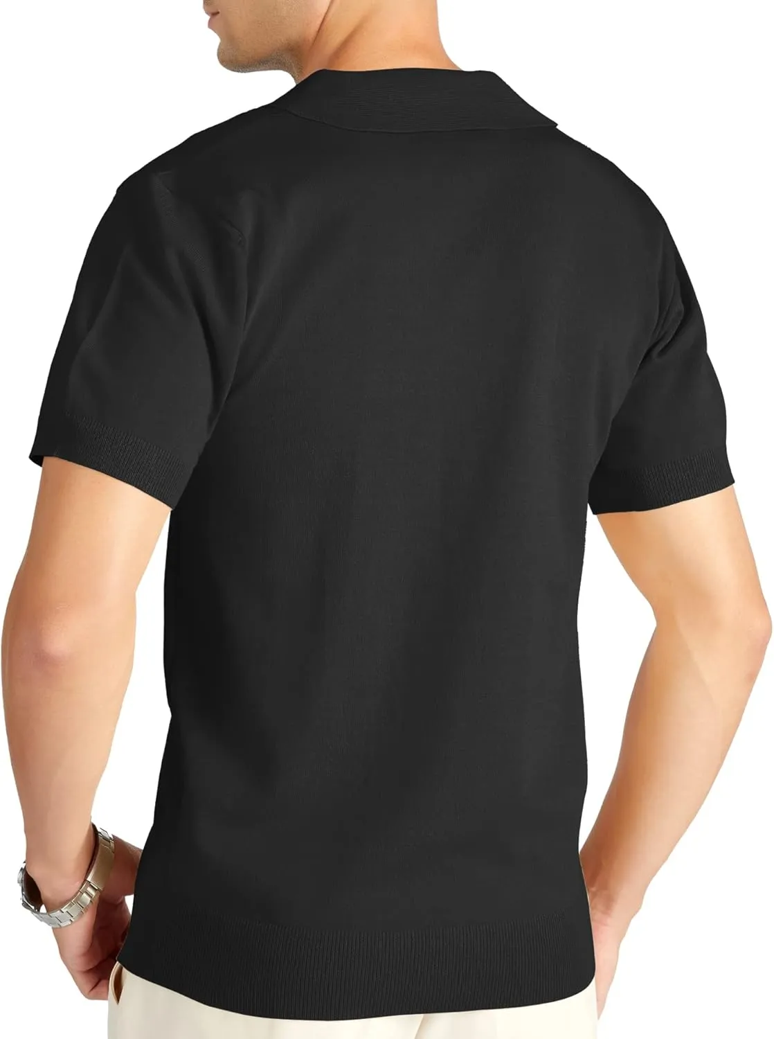 V VALANCH Mens Knit Polo Shirts Short Sleeve Vintage Sweater Polo Summer Casual Shirts Golf Pullover