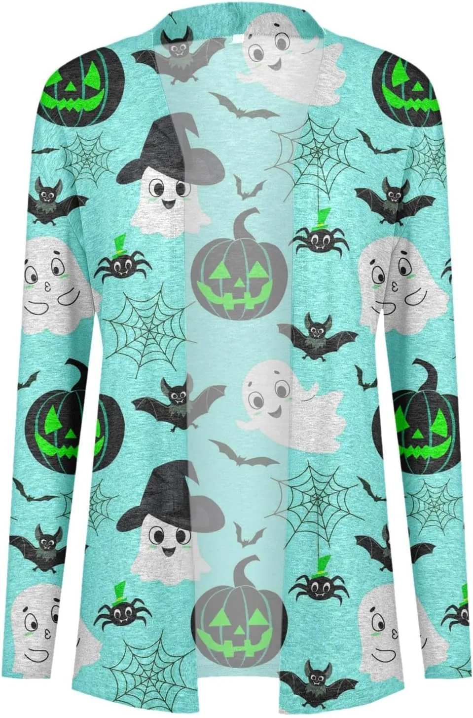 Women Cardigans Women's Long Sleeved Halloween Printed Pocket Cardigan Cardigans for Women Leopard