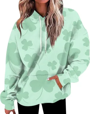 Women Cute Hoodies, Women's Fashion Crewneck Sweatshirts Graphic Daily Long Sleeve Gradient Patchwork Hoodies