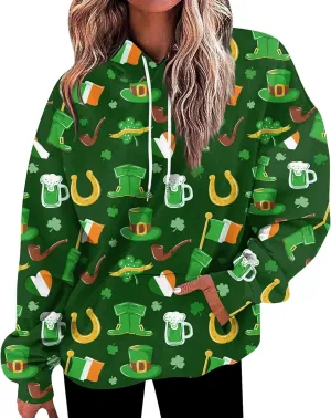 Women Cute Hoodies, Women's Fashion Crewneck Sweatshirts Graphic Daily Long Sleeve Gradient Patchwork Hoodies