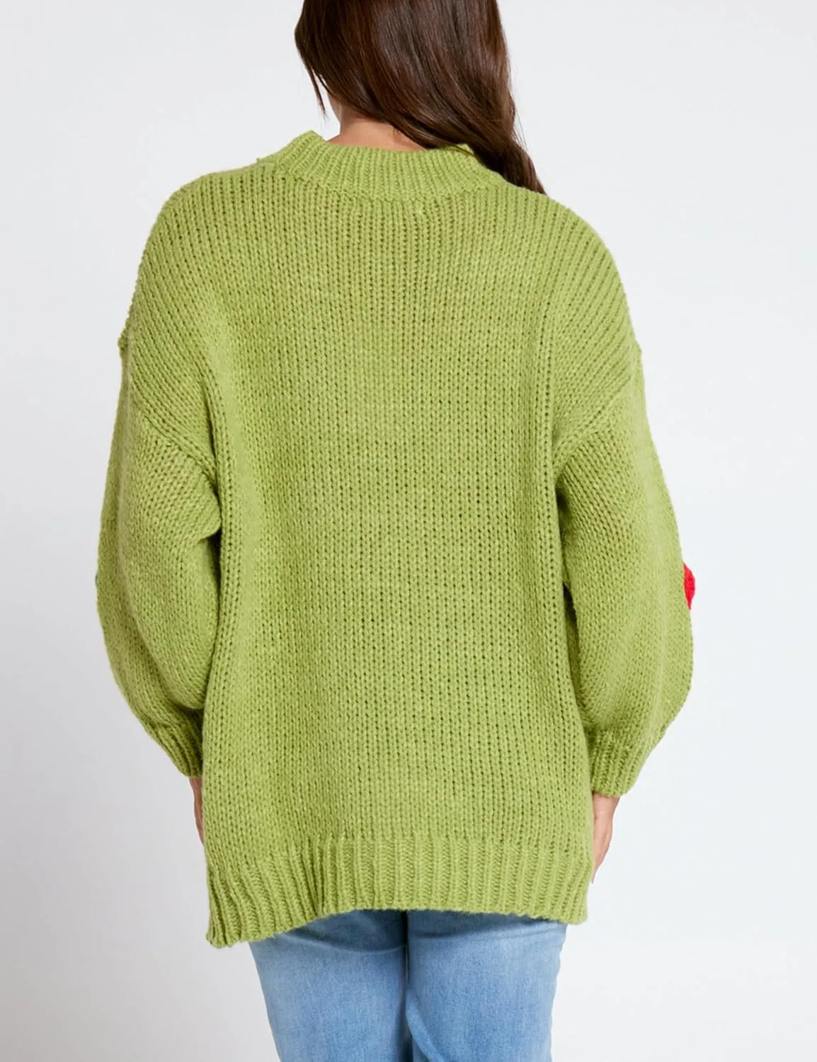 Women Floral Sweater Long Sleeve Round Neck Casual Lounge Colorful Flower Knit Pullover Top