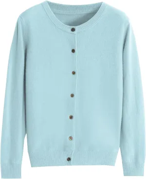 Women's 2024 Lightweight Cardigans Button Down Long Sleeve Casual Crew Neck Soft Knit Fall Cardigan Sweater Tops