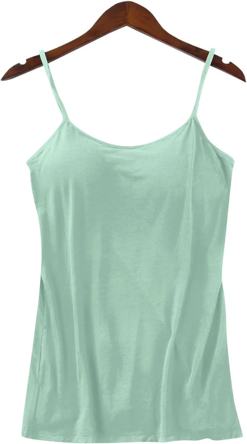Women's Built-in Bra Tank Tops Adjustable Strap Wire-Free Camisole Padded Workout Yoga Daily Shelf Bra Undershirts