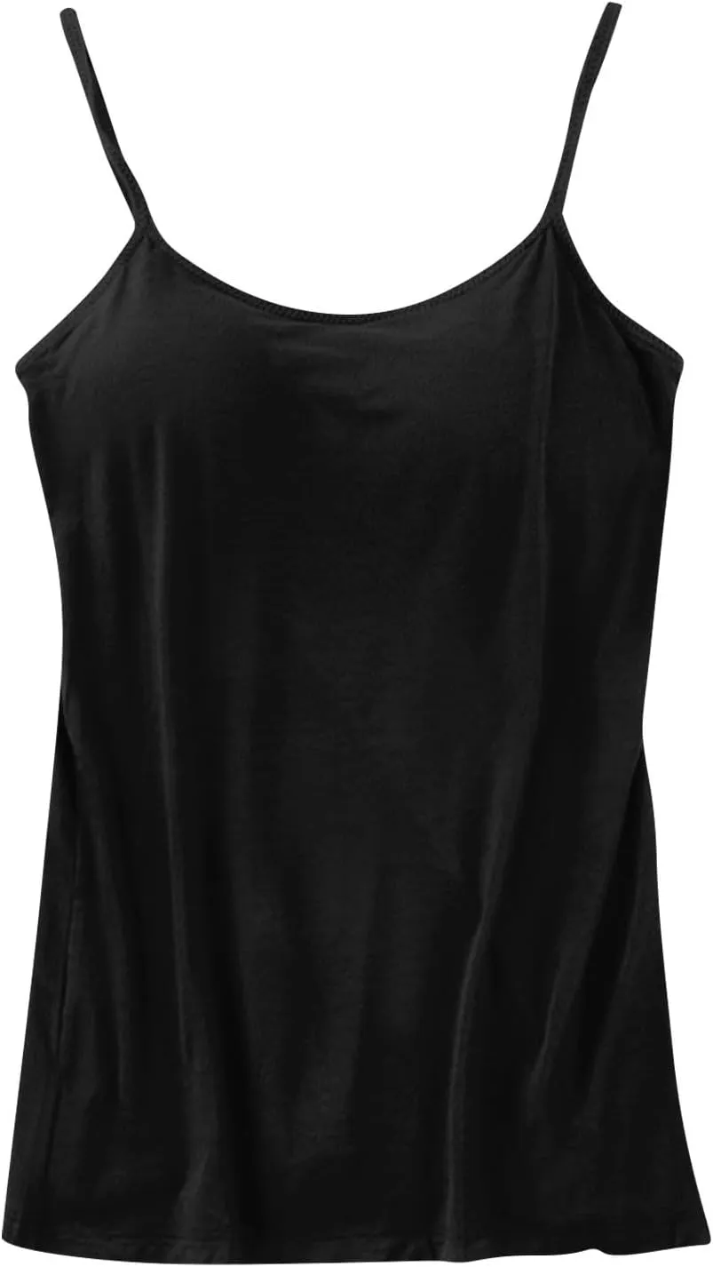Women's Built-in Bra Tank Tops Adjustable Strap Wire-Free Camisole Padded Workout Yoga Daily Shelf Bra Undershirts