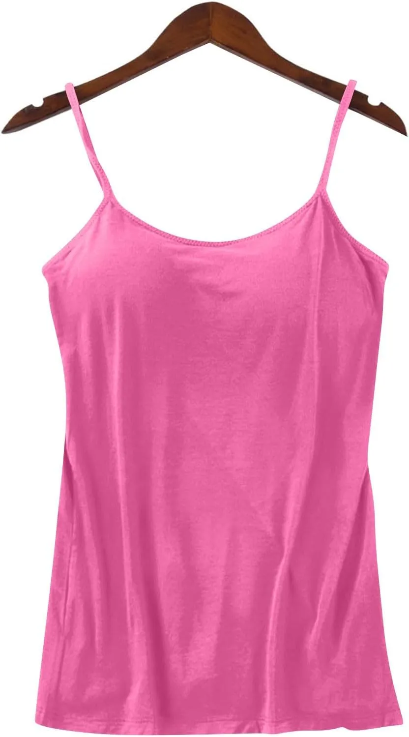 Women's Built-in Bra Tank Tops Adjustable Strap Wire-Free Camisole Padded Workout Yoga Daily Shelf Bra Undershirts