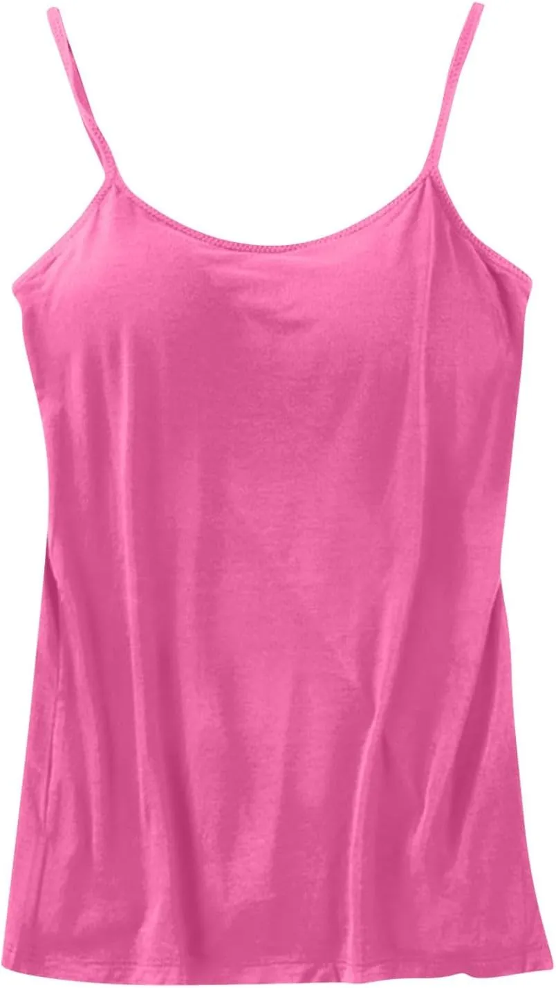 Women's Built-in Bra Tank Tops Adjustable Strap Wire-Free Camisole Padded Workout Yoga Daily Shelf Bra Undershirts