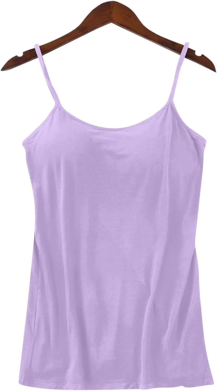Women's Built-in Bra Tank Tops Adjustable Strap Wire-Free Camisole Padded Workout Yoga Daily Shelf Bra Undershirts