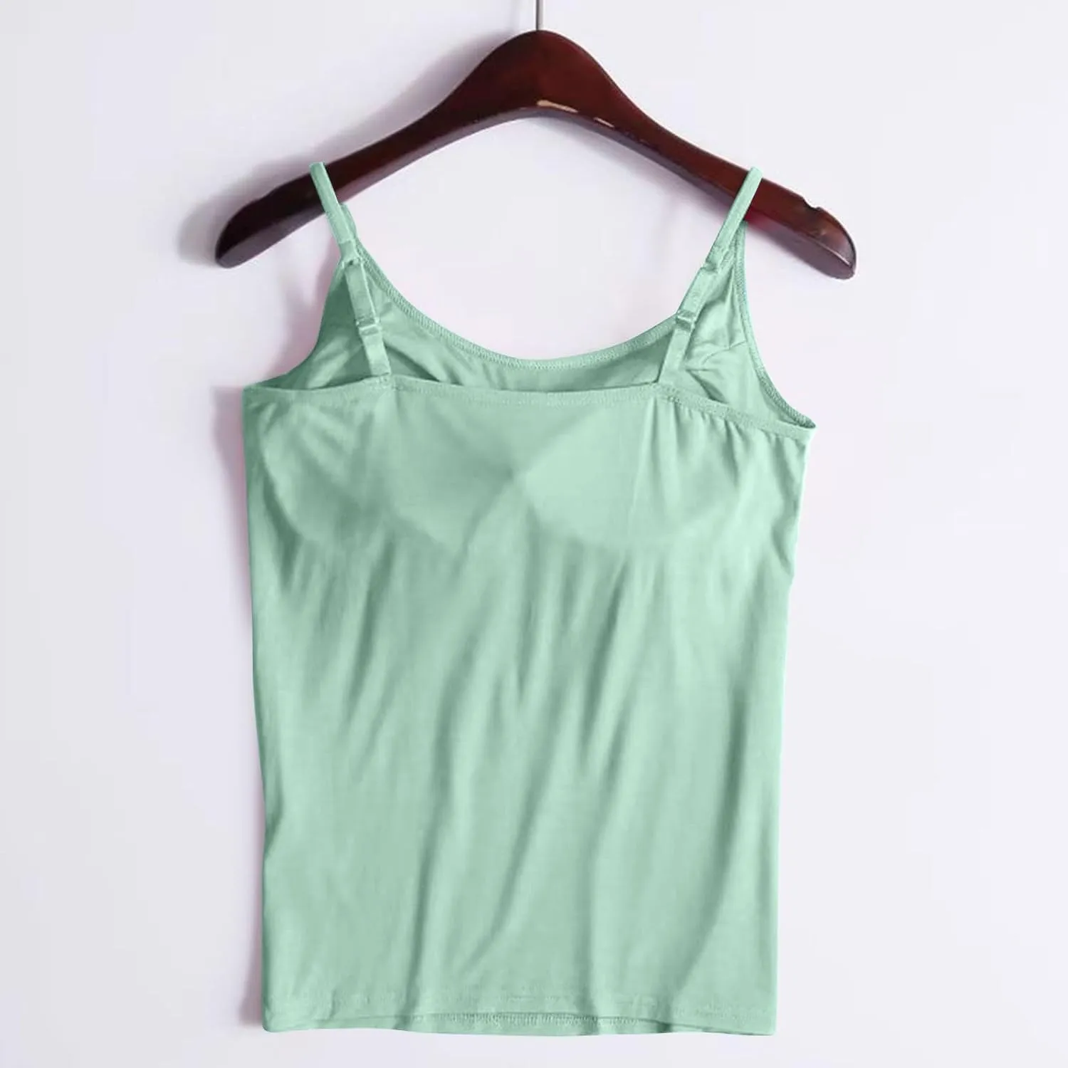 Women's Built-in Bra Tank Tops Adjustable Strap Wire-Free Camisole Padded Workout Yoga Daily Shelf Bra Undershirts
