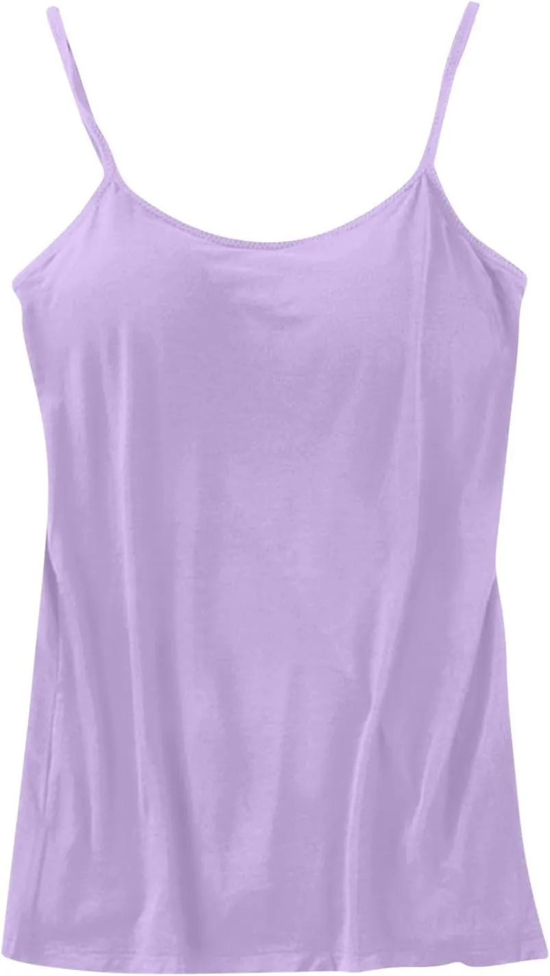 Women's Built-in Bra Tank Tops Adjustable Strap Wire-Free Camisole Padded Workout Yoga Daily Shelf Bra Undershirts