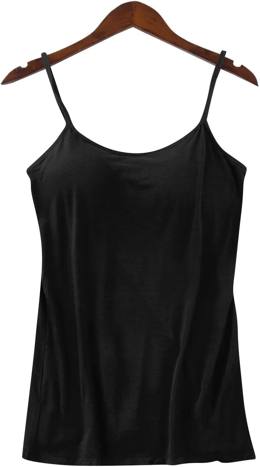 Women's Built-in Bra Tank Tops Adjustable Strap Wire-Free Camisole Padded Workout Yoga Daily Shelf Bra Undershirts