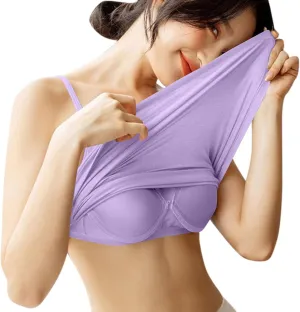 Women's Built-in Bra Tank Tops Adjustable Strap Wire-Free Camisole Padded Workout Yoga Daily Shelf Bra Undershirts
