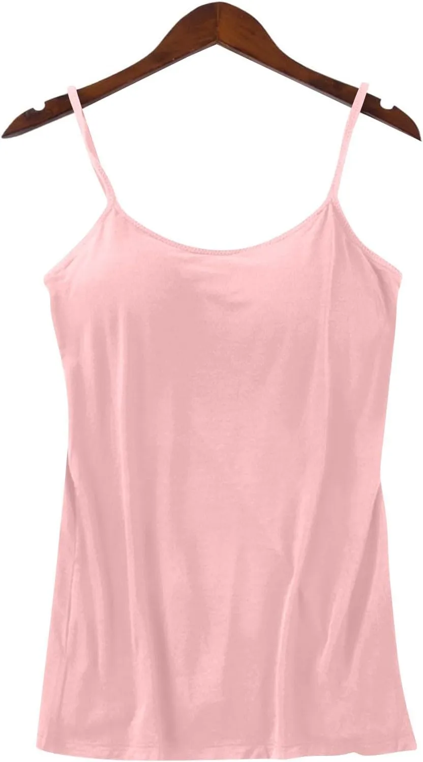 Women's Built-in Bra Tank Tops Adjustable Strap Wire-Free Camisole Padded Workout Yoga Daily Shelf Bra Undershirts
