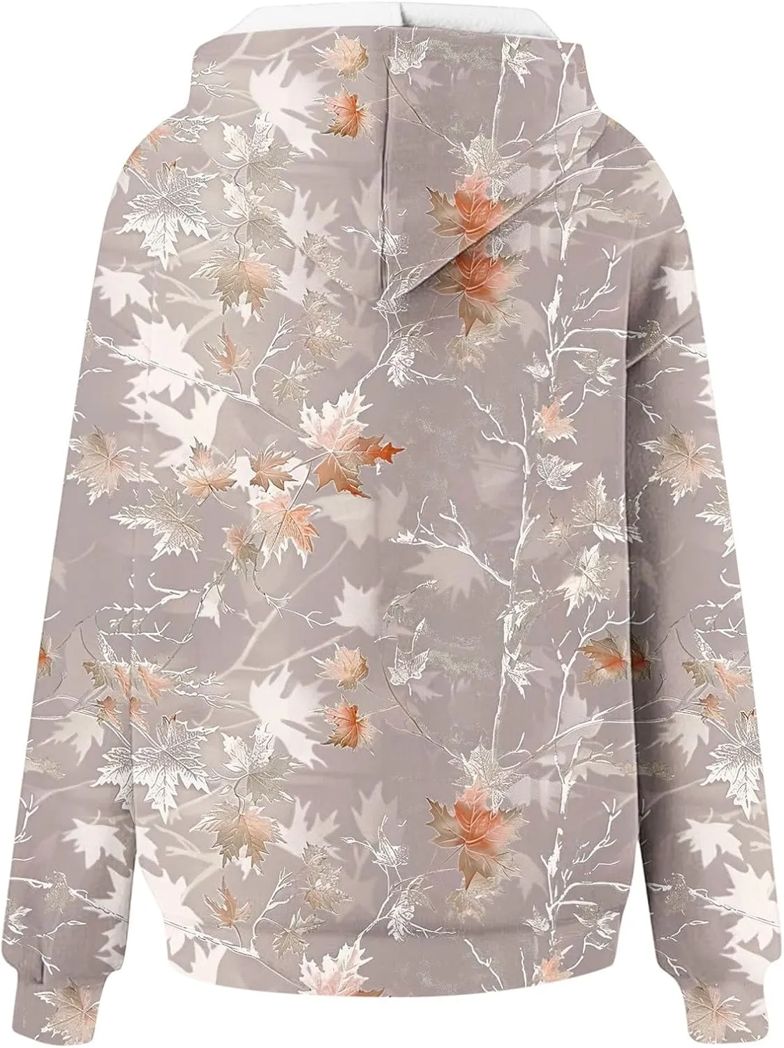 Womens Camo Hoodie Sweatshirt Oversized Maple Leaf Print Cute Hooded Sweatshirt Hoodies Pullover Trendy Fall Clothes