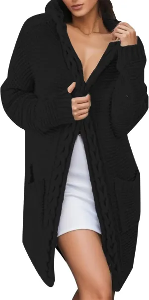 Women's Cozy Textured Solid Color Long Sleeve Cardigan Sweater Cardigan Dress for Women Elegant