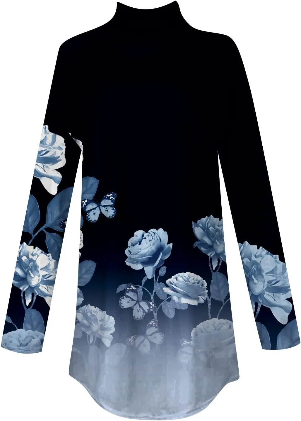 Womens Fall Tops Printing Long Sleeve Sweatshirts Turtleneck Vintage Pullover Tunic Y2k Shirt Fashion Casual Blouses