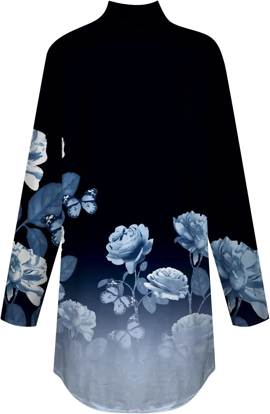 Womens Fall Tops Printing Long Sleeve Sweatshirts Turtleneck Vintage Pullover Tunic Y2k Shirt Fashion Casual Blouses