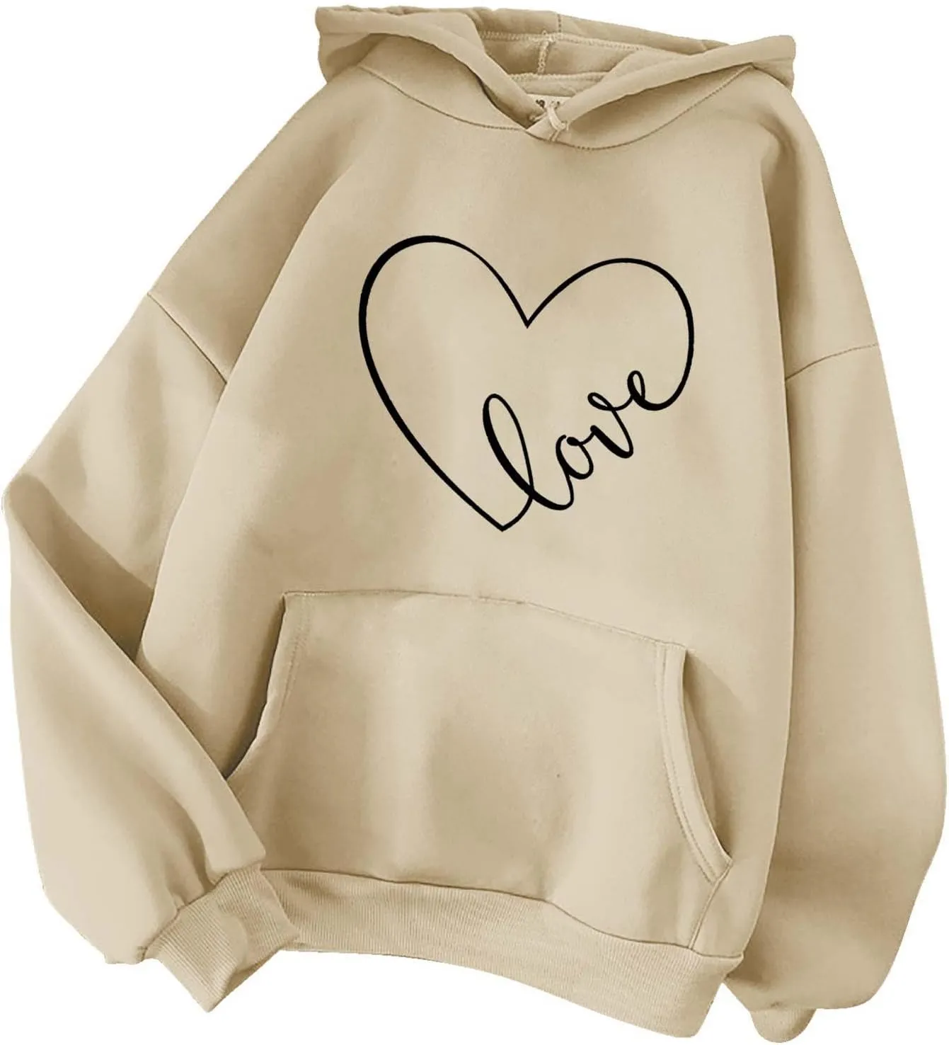 Women's Fashion Hoodies & Sweatshirts Long Sleeve Heart Graphic Tee Shirts Causal Drawstring Hoodies Vacation Outfits