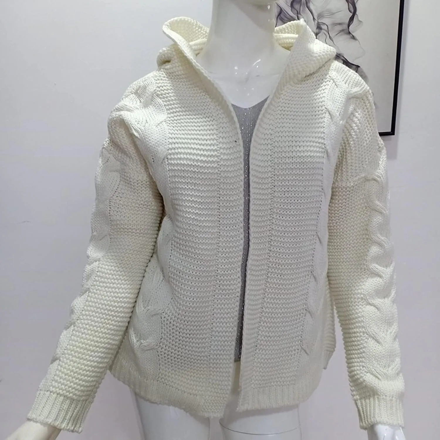 Women's Knit Pocket Cardigan Long Sleeve Sweater Casual Loose Sweater Jacket Hearth and Plow