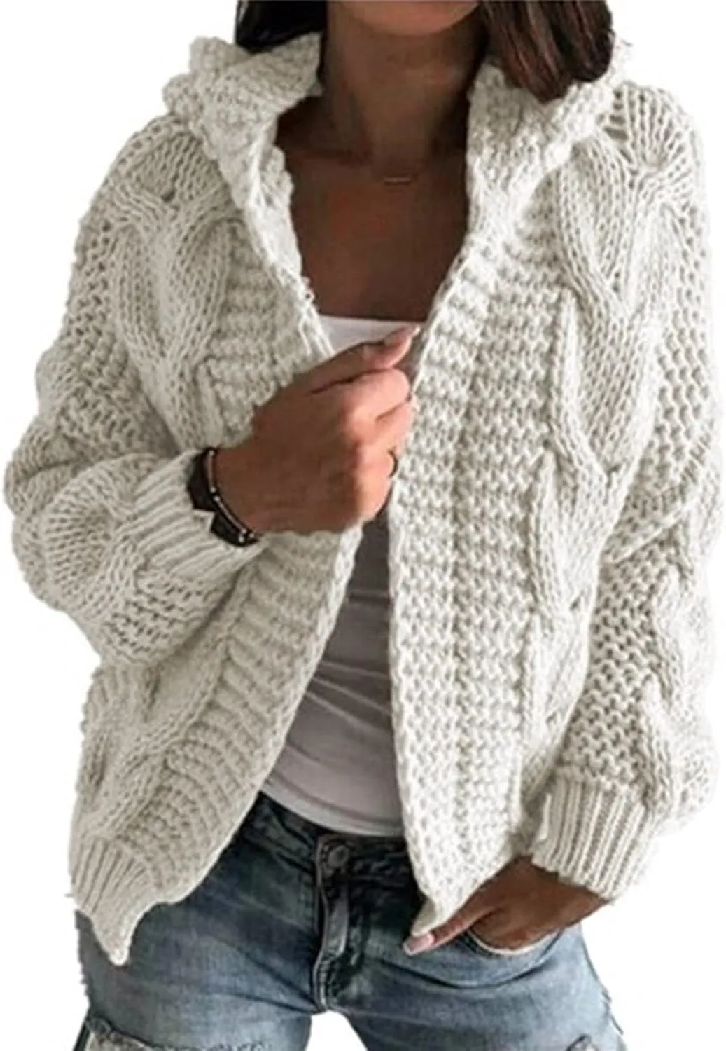 Women's Knit Pocket Cardigan Long Sleeve Sweater Casual Loose Sweater Jacket Hearth and Plow