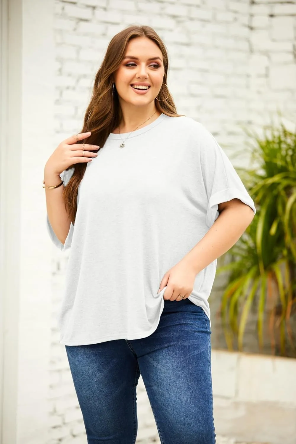 Womens Plus Size Tops (XL-5XL) Summer Oversized Tshirts Half Short Sleeve Tee Shirts Loose Tunic Tops