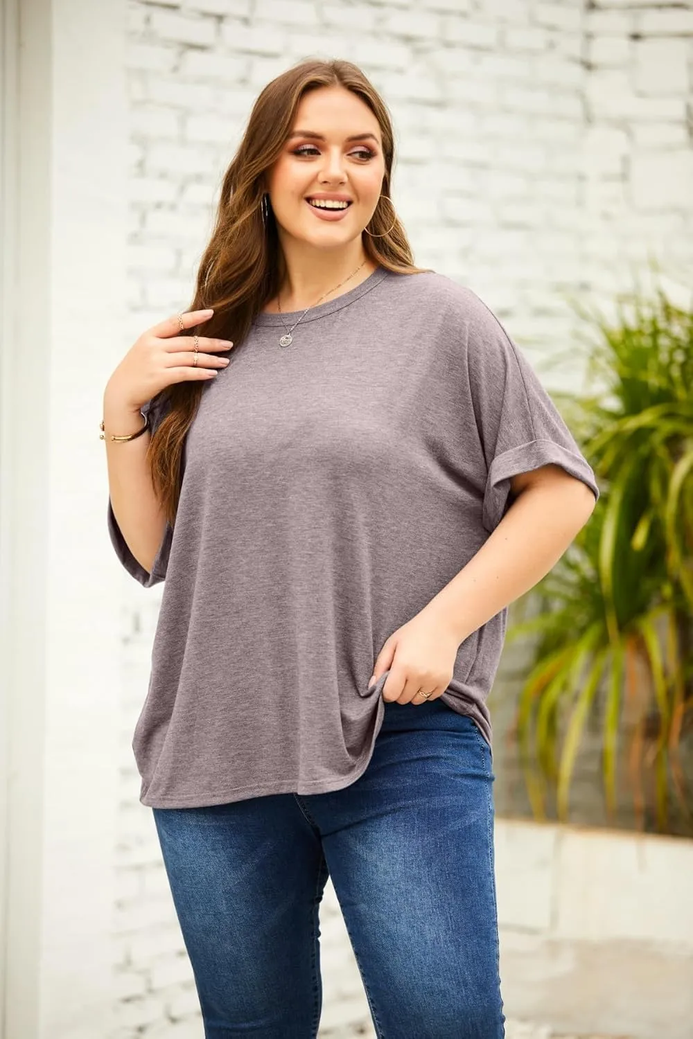 Womens Plus Size Tops (XL-5XL) Summer Oversized Tshirts Half Short Sleeve Tee Shirts Loose Tunic Tops