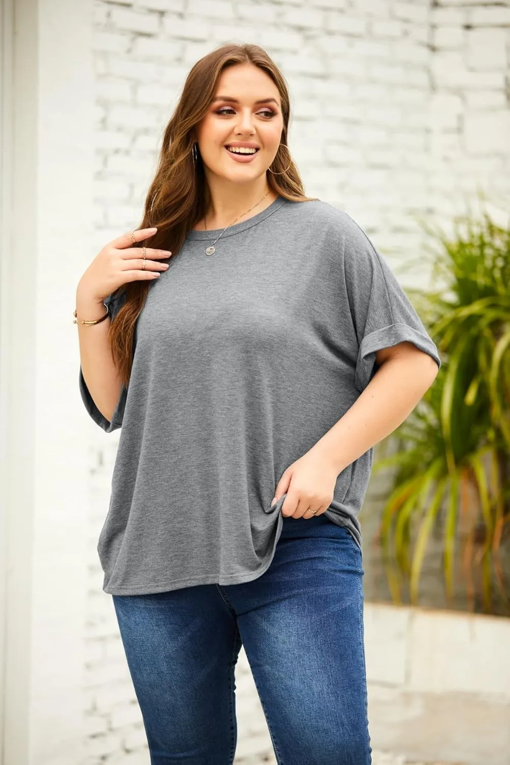 Womens Plus Size Tops (XL-5XL) Summer Oversized Tshirts Half Short Sleeve Tee Shirts Loose Tunic Tops