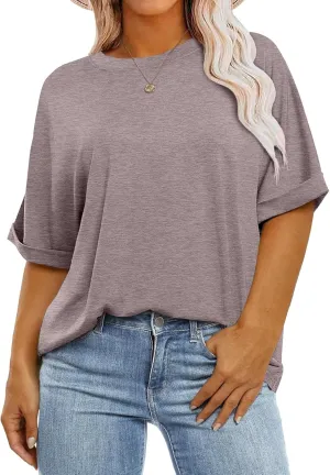 Womens Plus Size Tops (XL-5XL) Summer Oversized Tshirts Half Short Sleeve Tee Shirts Loose Tunic Tops