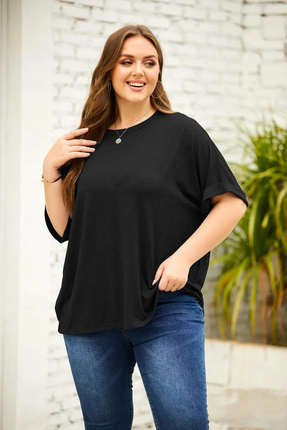 Womens Plus Size Tops (XL-5XL) Summer Oversized Tshirts Half Short Sleeve Tee Shirts Loose Tunic Tops