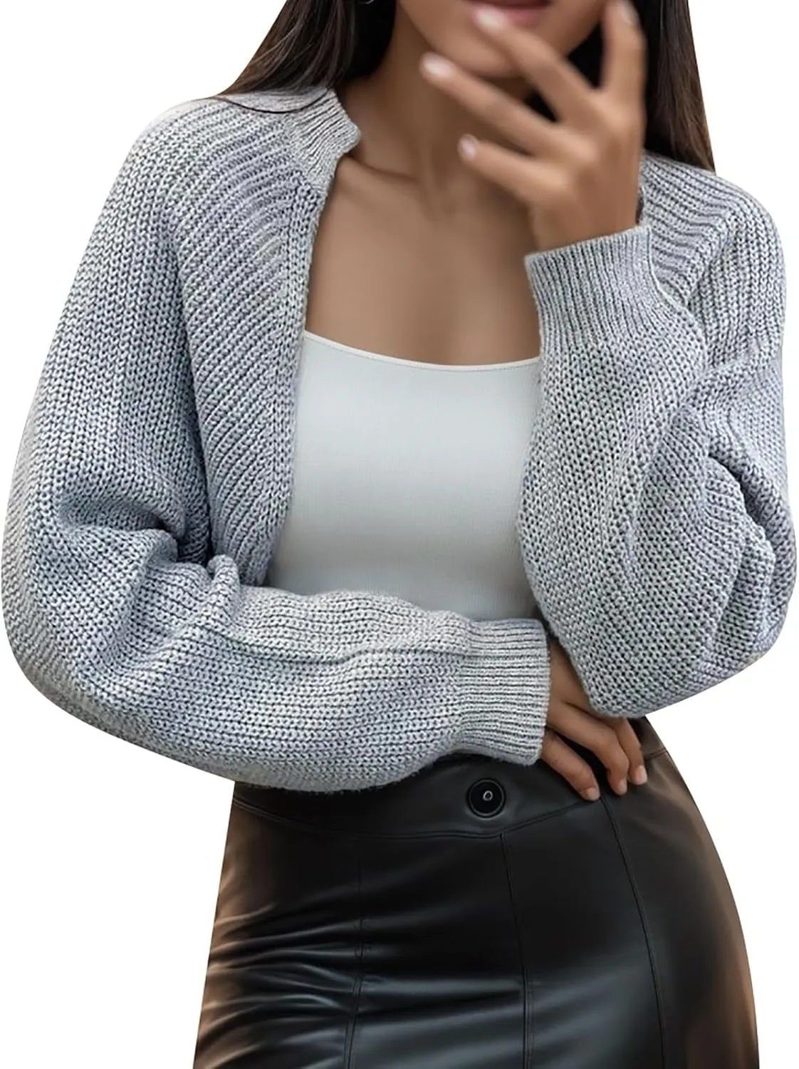 Women's Solid Color French Style Sleeve Knitted Shawl Coat Women's Short Sweater Mens Oversized Sweaters