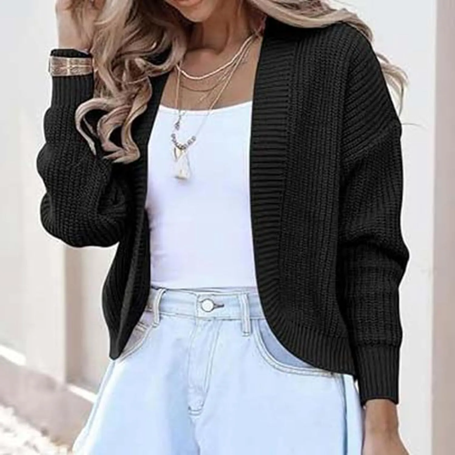 Women's Solid Color Knit Cardigan with Tassels Long Sleeve Open Front Sweater Fall Winter Chartreuse Cardigan