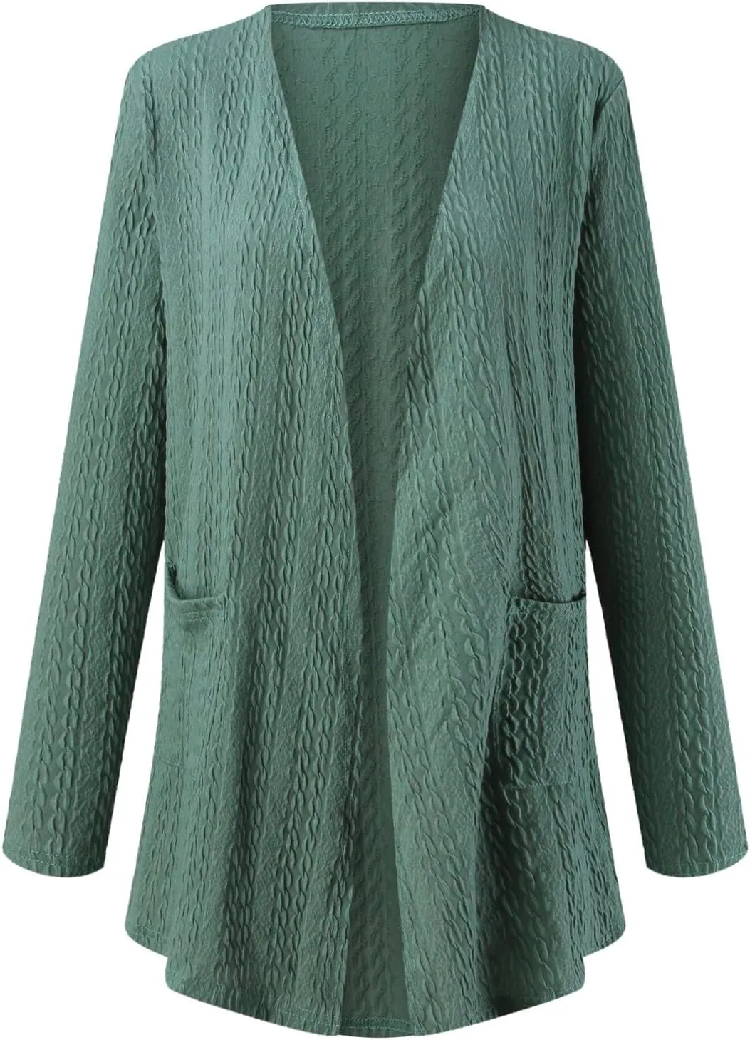 Women's Solid Color Loose Long Sleeve Pocket Cardigan Jacket Girls Cardigan Chunky Knit Cardigan