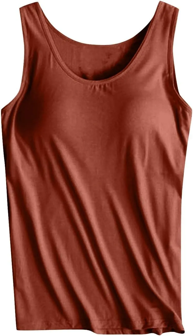 Womens Tank Tops with Built in Bra 2025 Summer Casual Sleeveless Padded Padded Sports Workout Yoga Gym Undershirt