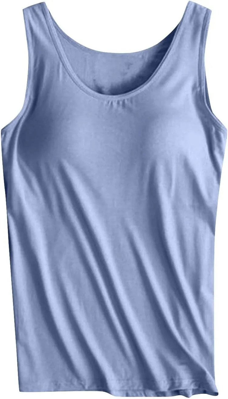 Womens Tank Tops with Built in Bra 2025 Summer Casual Sleeveless Padded Padded Sports Workout Yoga Gym Undershirt