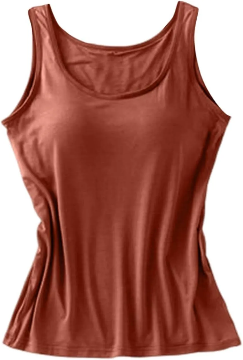 Womens Tank Tops with Built in Bra 2025 Summer Casual Sleeveless Padded Padded Sports Workout Yoga Gym Undershirt
