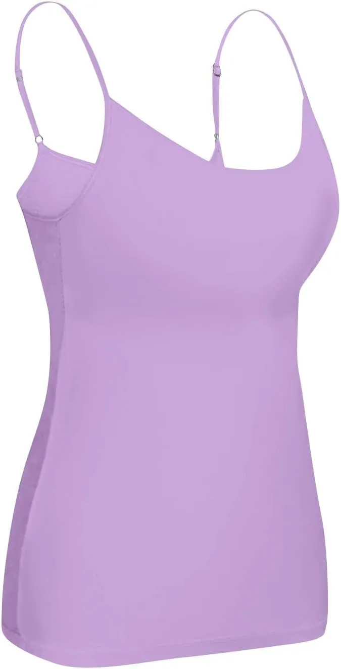 Womens Tank Tops with Built in Bra Adjustable Spaghetti Strap Camisole Shelf Bra Cotton Undershirts Layering Tank Tops