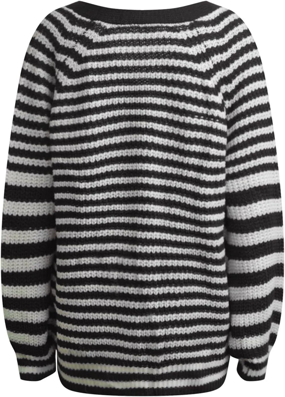 Womens V-Neck Sweaters Long Sleeve Button Down Cardigan Casual Knit Color Block Stripes Women's Sweater Coats