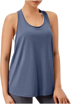 Workout Tank Tops for Women Racerback Quick Dry Sleeveless Shirts Casual Solid Loose Fit Blouses for Running Yoga