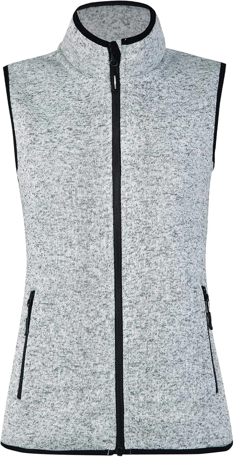 Zip Up Womens Vest with Zipper Pockets Athletic Sweater Fleece Vest Sleeveless Sweater Jacket