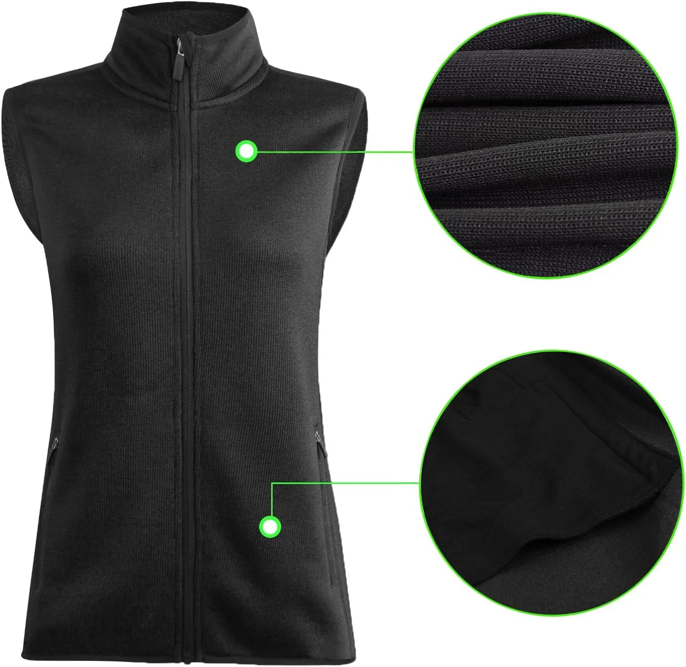 Zip Up Womens Vest with Zipper Pockets Athletic Sweater Fleece Vest Sleeveless Sweater Jacket