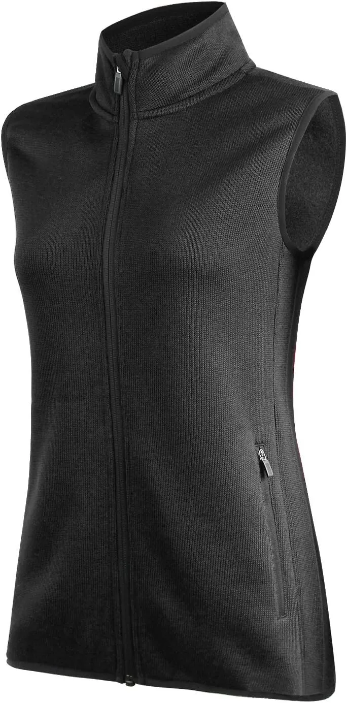 Zip Up Womens Vest with Zipper Pockets Athletic Sweater Fleece Vest Sleeveless Sweater Jacket