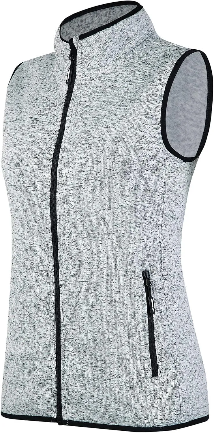 Zip Up Womens Vest with Zipper Pockets Athletic Sweater Fleece Vest Sleeveless Sweater Jacket